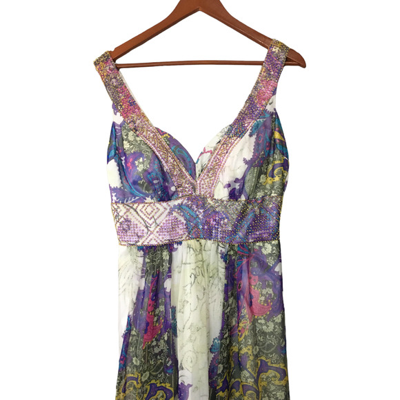Sugar Plum Women's Beaded V-neck Strap Maxi Dress Size Small (6) Multicolor - Picture 2 of 12